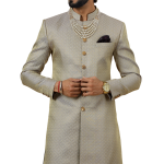 Stunning Golden-Grey Banarasi Brocade Achkan for Men | Father-Son Combo | Grooms & Weddings | Jaipurio
